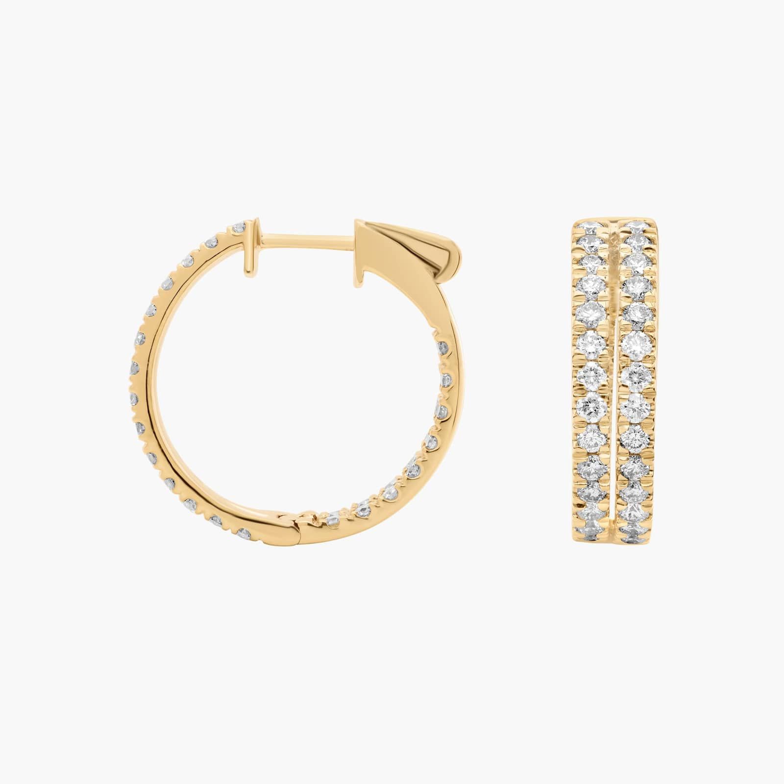 Double Row Pavé Hoop Earrings in 14k Yellow Gold (2 ct. tw.)